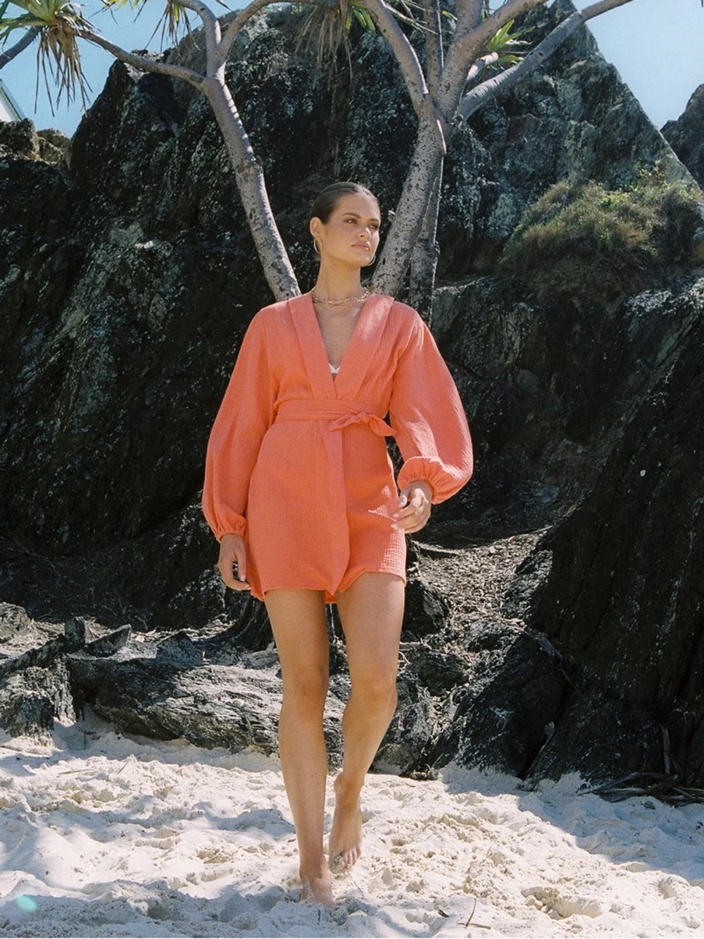 Madison the Label ‘Geneva’ Cotton Kimono in Brick NWT